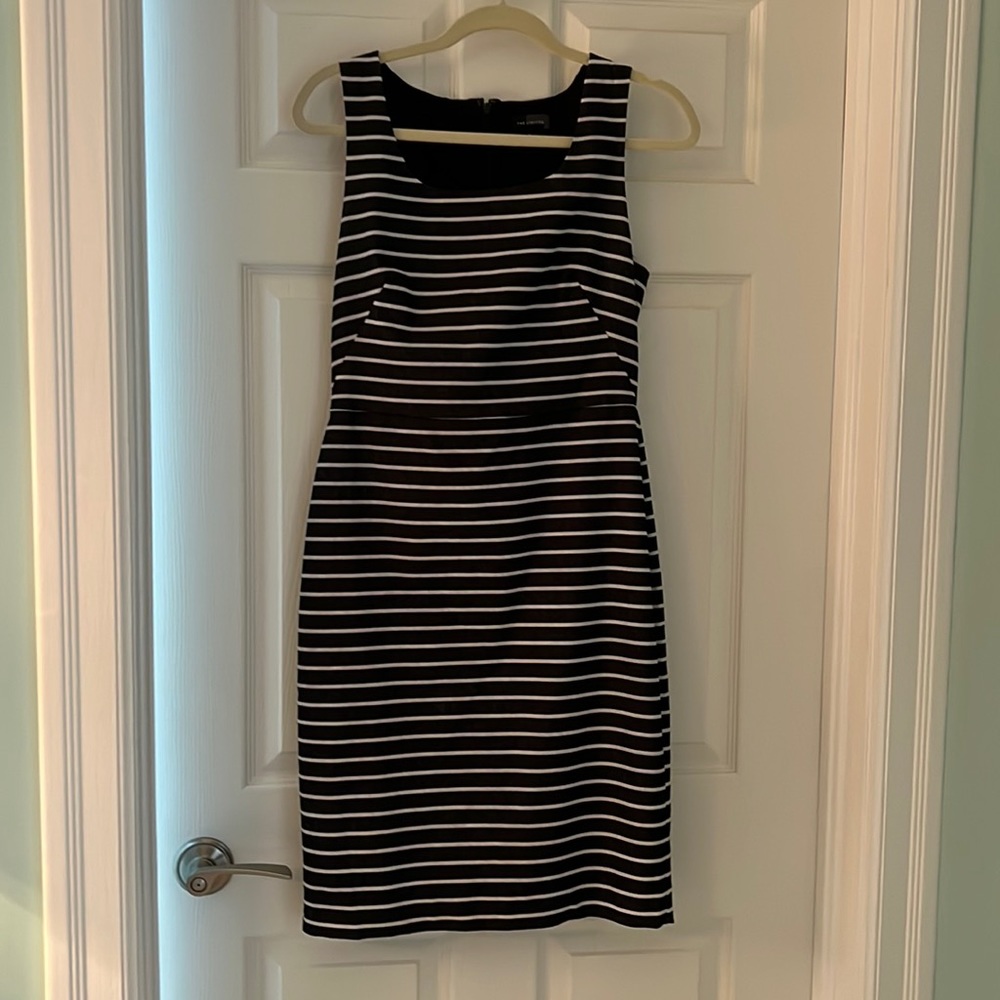 The Limited dark gray and white striped dress